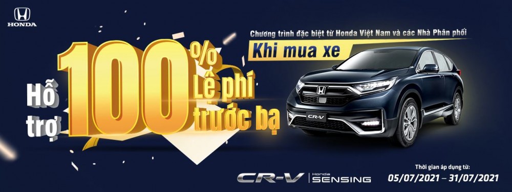 Hỗ trợ 100% lệ phí trước bạ cho khách hàng mua Honda CR-V trong tháng 7 năm 2021