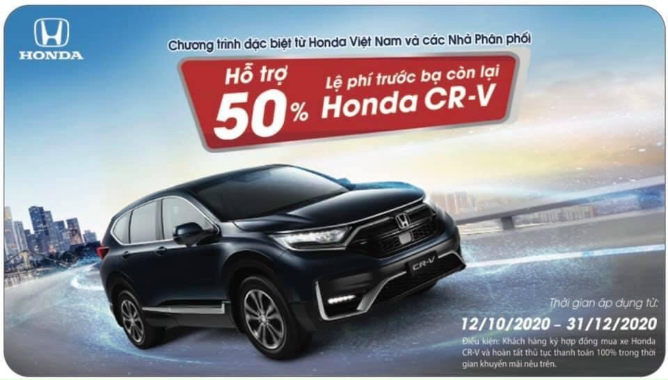 Chương Trình Khuyến Mãi đặc biệt giảm 50% phí trước bạ còn lại cho Honda CRV 2020 từ Honda Việt Nam và Nhà Phân Phối